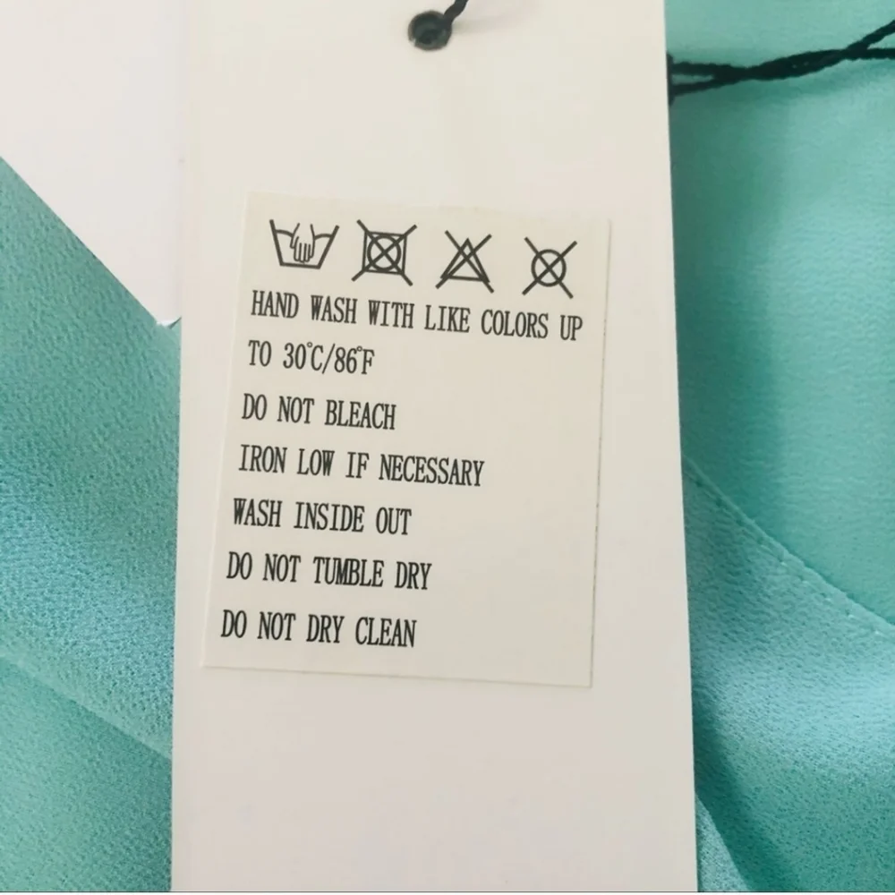 OASAP Flowy Ruffle Waterfall Dress Drawstring Waist Aqua Blue NWT Size M - Picture 4 of 11